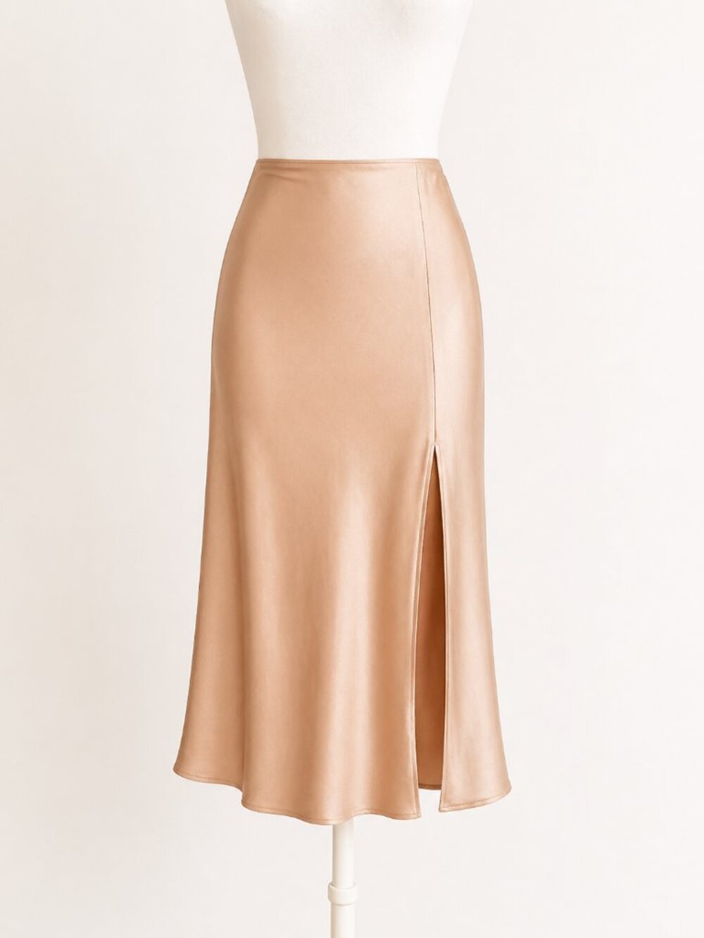 GB Long Skirt with Slit Champagne Color Size Small NWT
